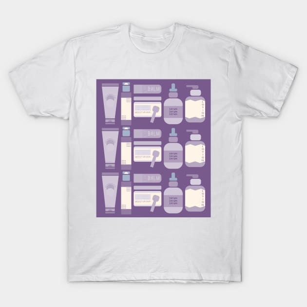 Skincare Essentials Pattern (Purple Version) T-Shirt by aaalou